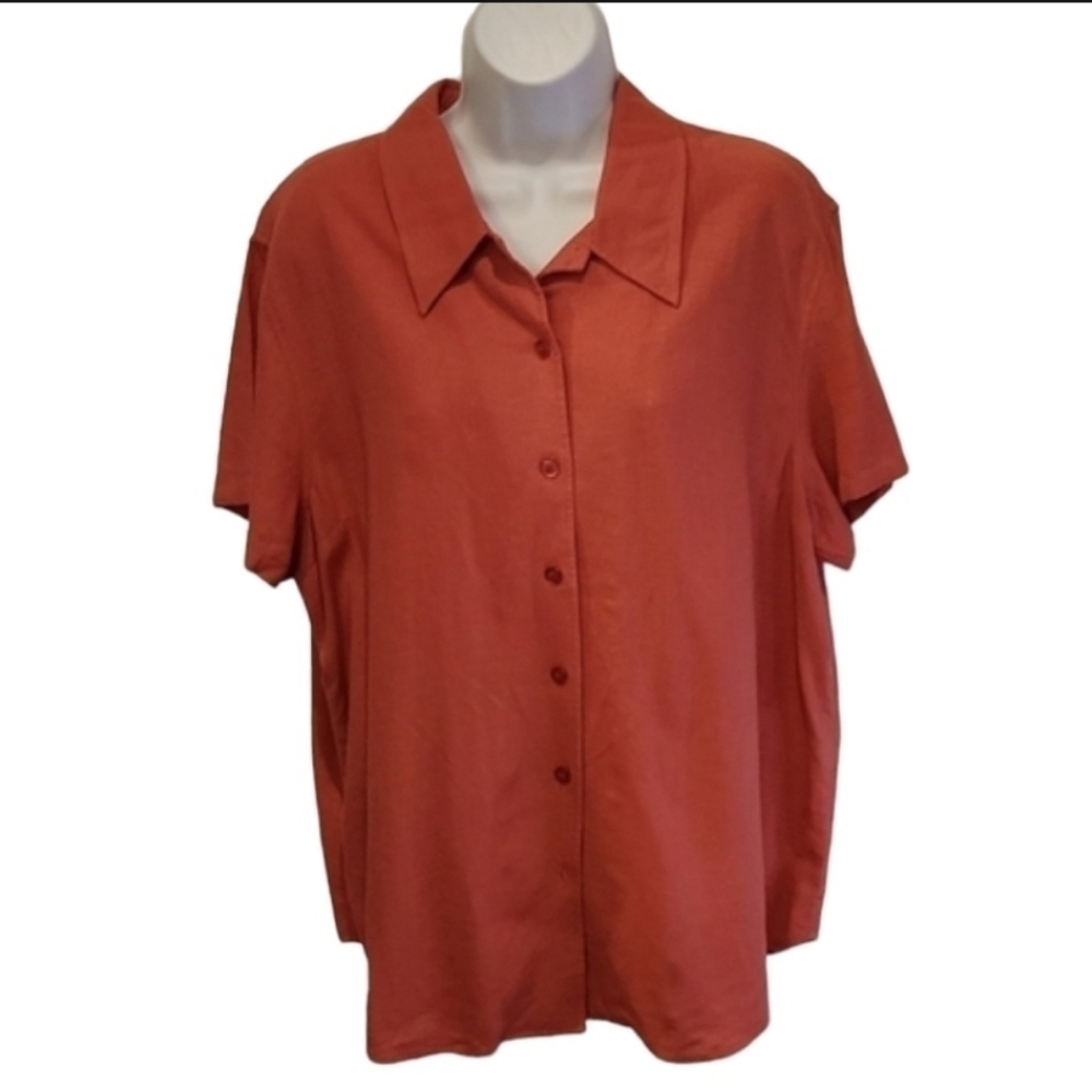 Karen Scott Linen Button Up Top